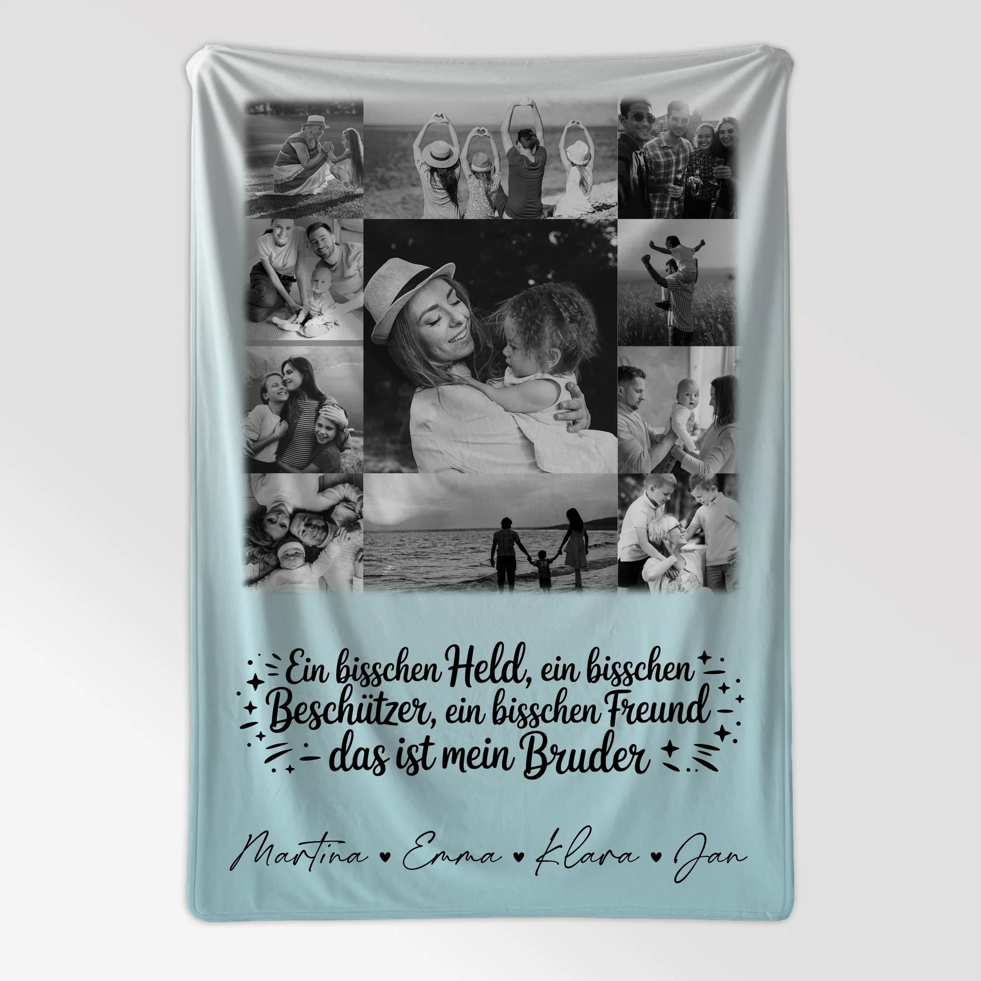 Personalisierte Kuscheldecke Mit Namen Und Motiv 11 Fotos Held Beschützer Freund mein Bruder Schwarz-Weiß 7