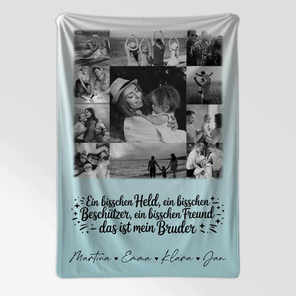 Personalisierte Kuscheldecke Mit Namen Und Motiv 11 Fotos Held Beschützer Freund mein Bruder Schwarz-Weiß 7