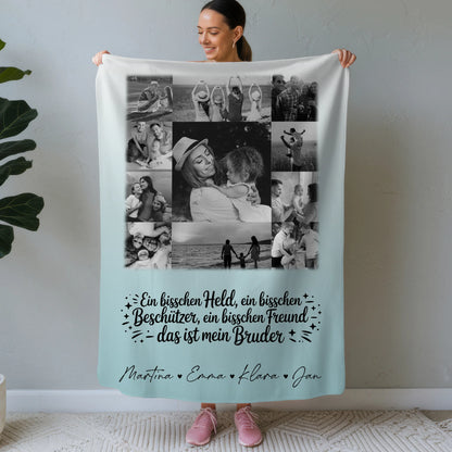 Personalisierte Kuscheldecke Mit Namen Und Motiv 11 Fotos Held Beschützer Freund mein Bruder Schwarz-Weiß 1