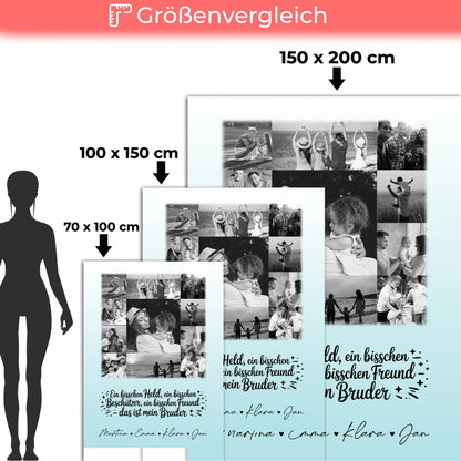 Personalisierte Kuscheldecke Mit Namen Und Motiv 11 Fotos Held Beschützer Freund mein Bruder Schwarz-Weiß 5