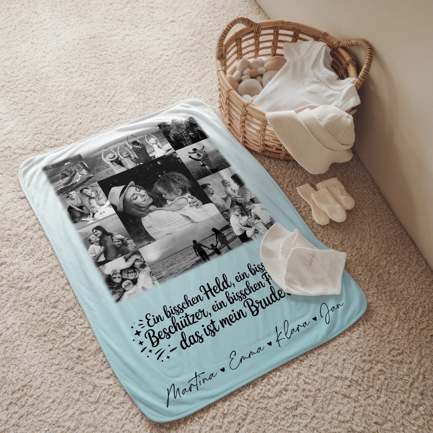 Personalisierte Kuscheldecke Mit Namen Und Motiv 11 Fotos Held Beschützer Freund mein Bruder Schwarz-Weiß 2
