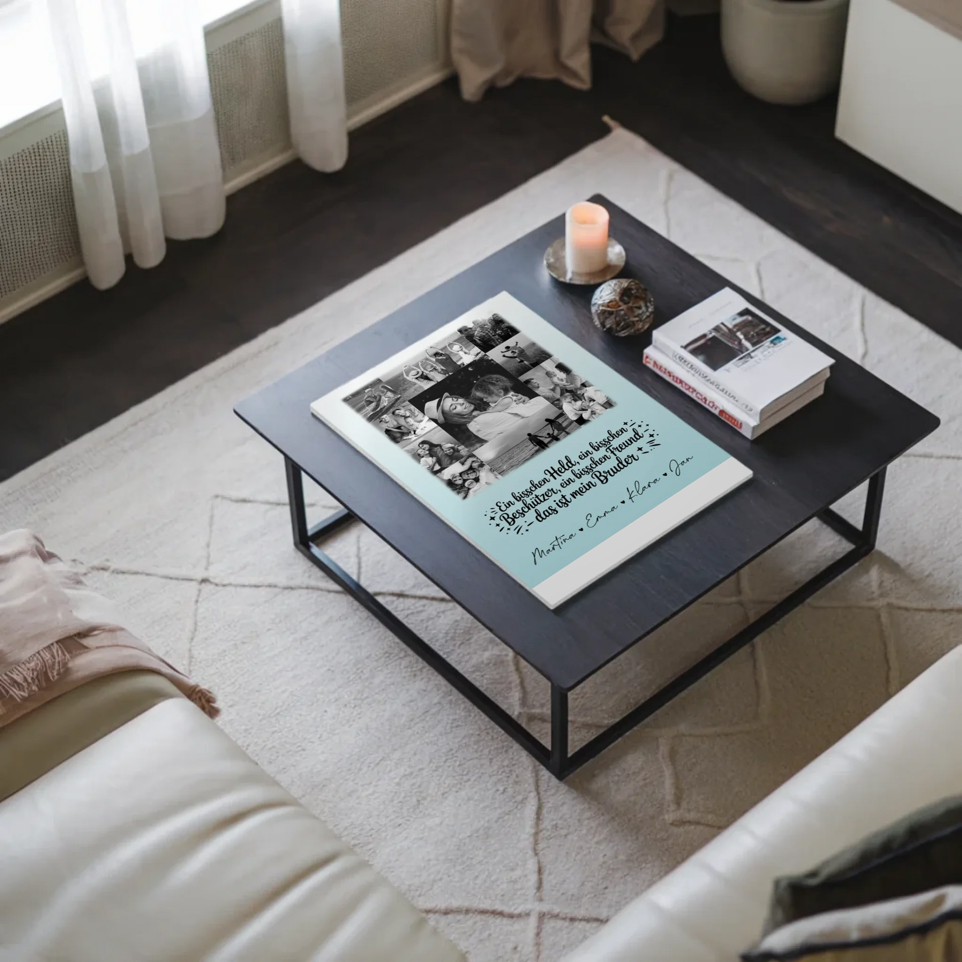 Personalisierbares Fotoboard Magnet Wandbild mit 11 Fotos Held Beschützer Freund mein Bruder Schwarz-Weiß 3