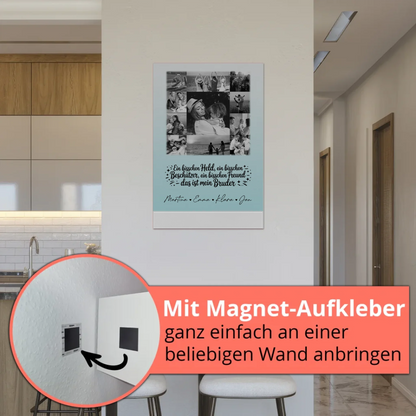 Personalisierbares Fotoboard Magnet Wandbild mit 11 Fotos Held Beschützer Freund mein Bruder Schwarz-Weiß 5