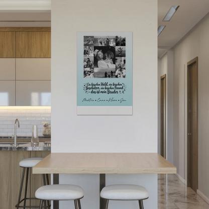 Personalisierbares Fotoboard Magnet Wandbild mit 11 Fotos Held Beschützer Freund mein Bruder Schwarz-Weiß 2