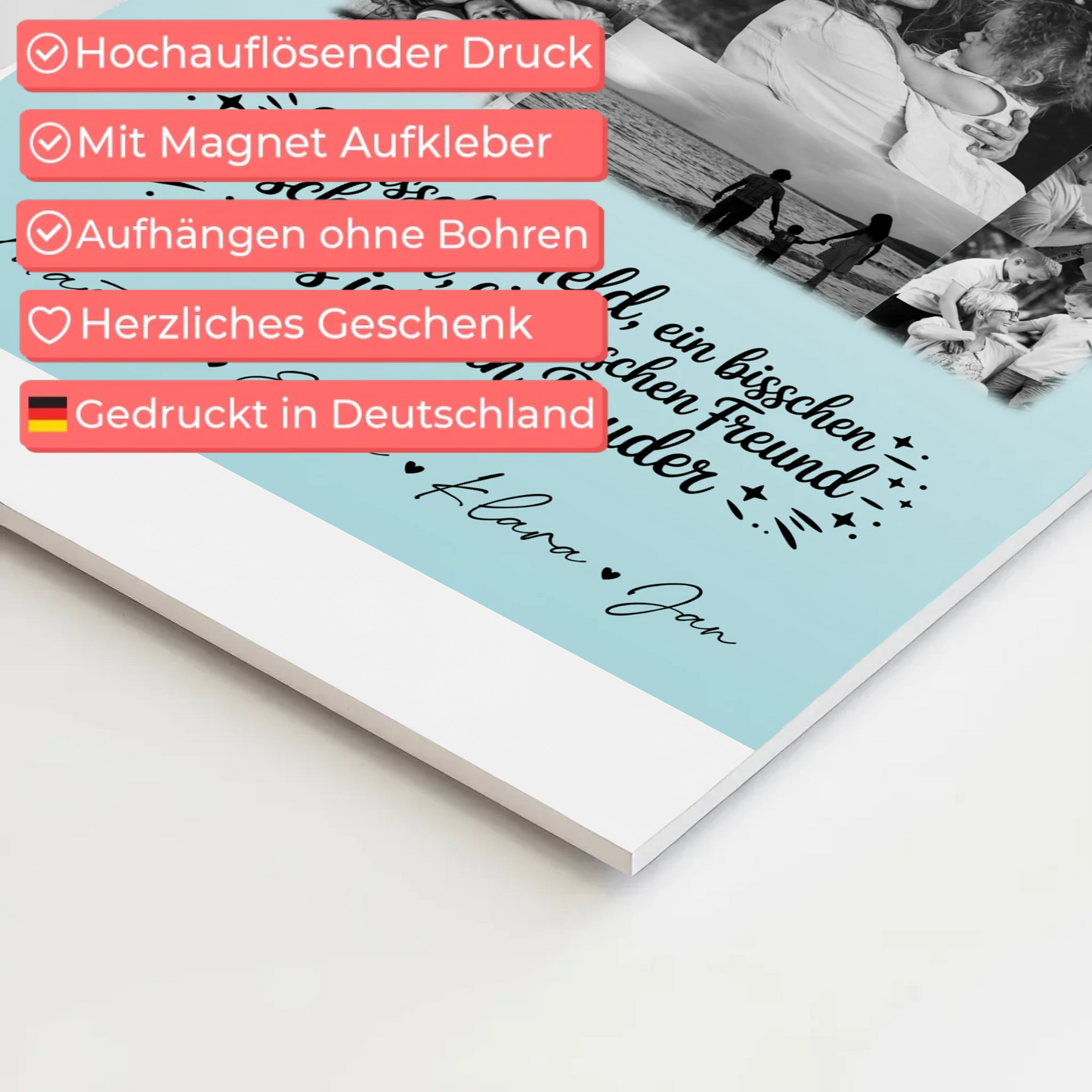 Personalisierbares Fotoboard Magnet Wandbild mit 11 Fotos Held Beschützer Freund mein Bruder Schwarz-Weiß 4