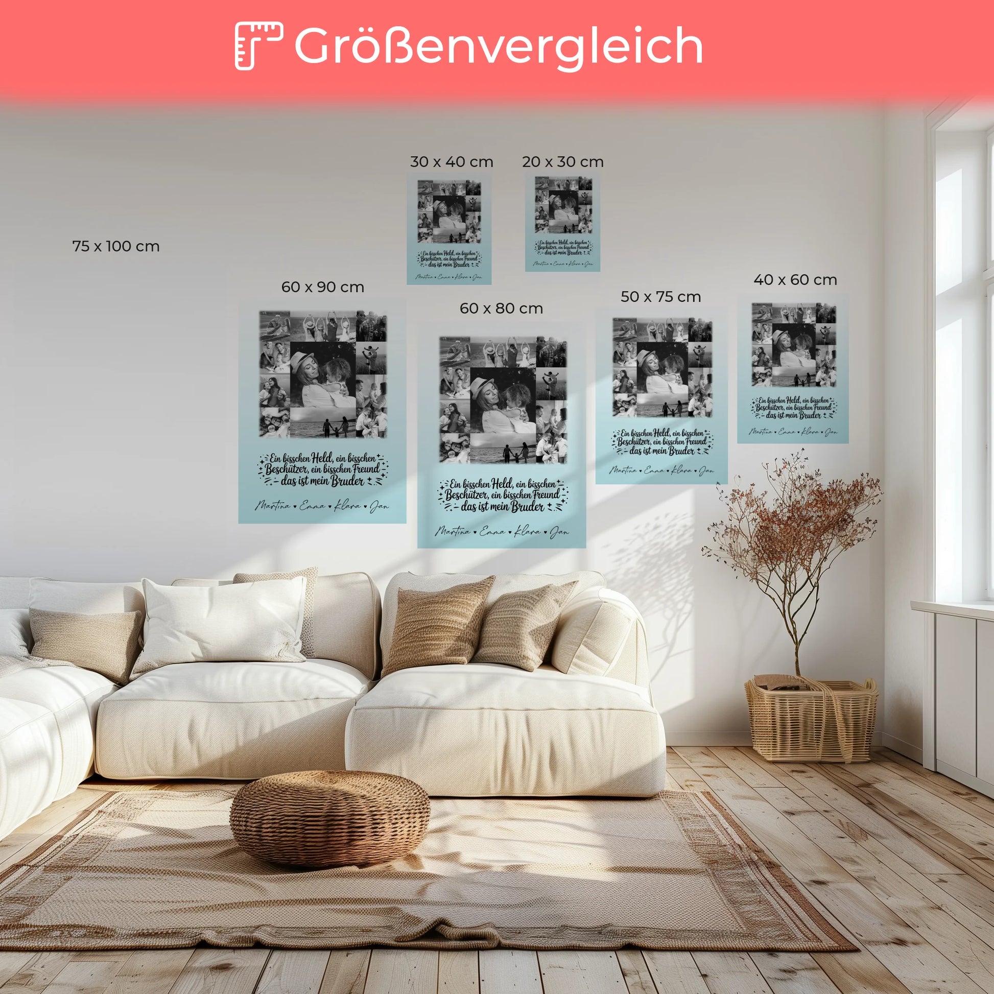 Personalisierte Leinwand mit 11 Fotos Schwarz-Weiß Held Beschützer Freund mein Bruder 6