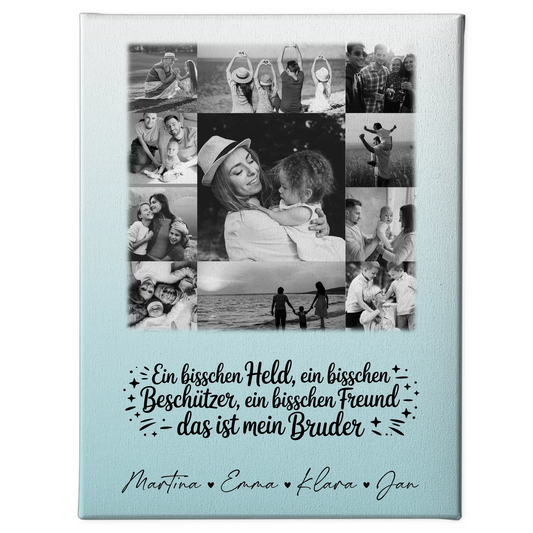 Personalisierte Leinwand mit 11 Fotos Schwarz-Weiß Held Beschützer Freund mein Bruder 1
