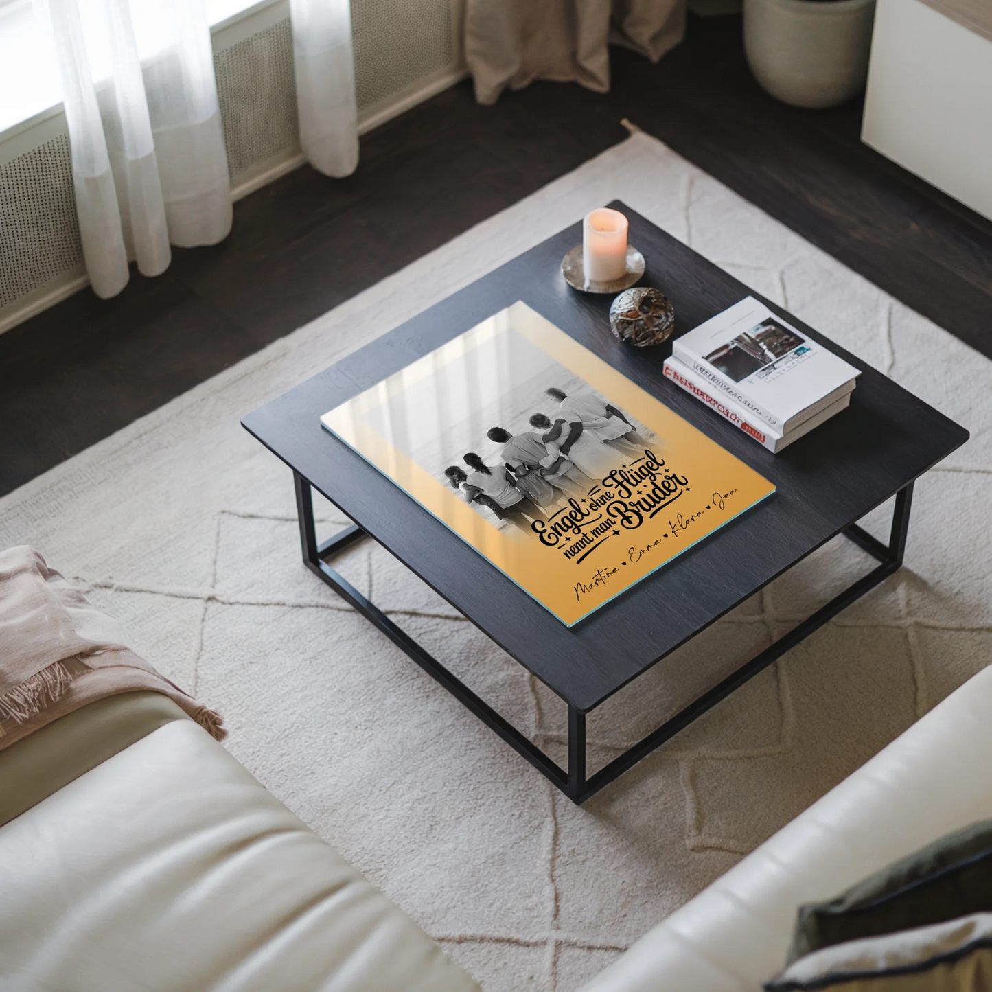 Personalisiertes Acryl Glas mit 1 Foto Bruder ist ein Engel Schwarz-Weiß Geschenk