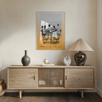 Personalisiertes Acryl Glas mit 1 Foto Bruder ist ein Engel Schwarz-Weiß Geschenk