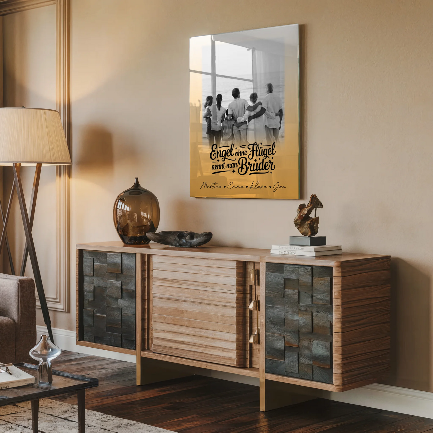 Personalisiertes Acryl Glas mit 1 Foto Bruder ist ein Engel Schwarz-Weiß Geschenk