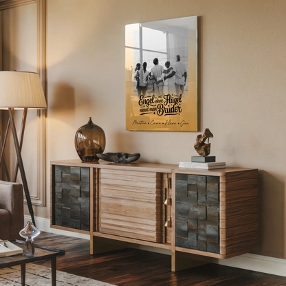 Personalisiertes Acryl Glas mit 1 Foto Bruder ist ein Engel Schwarz-Weiß Geschenk