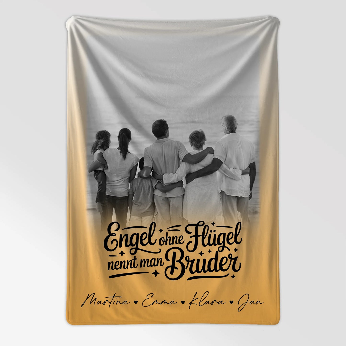 Personalisierte Decke Mit Namen 1 Foto Bruder ist ein Engel Schwarz-Weiß 7