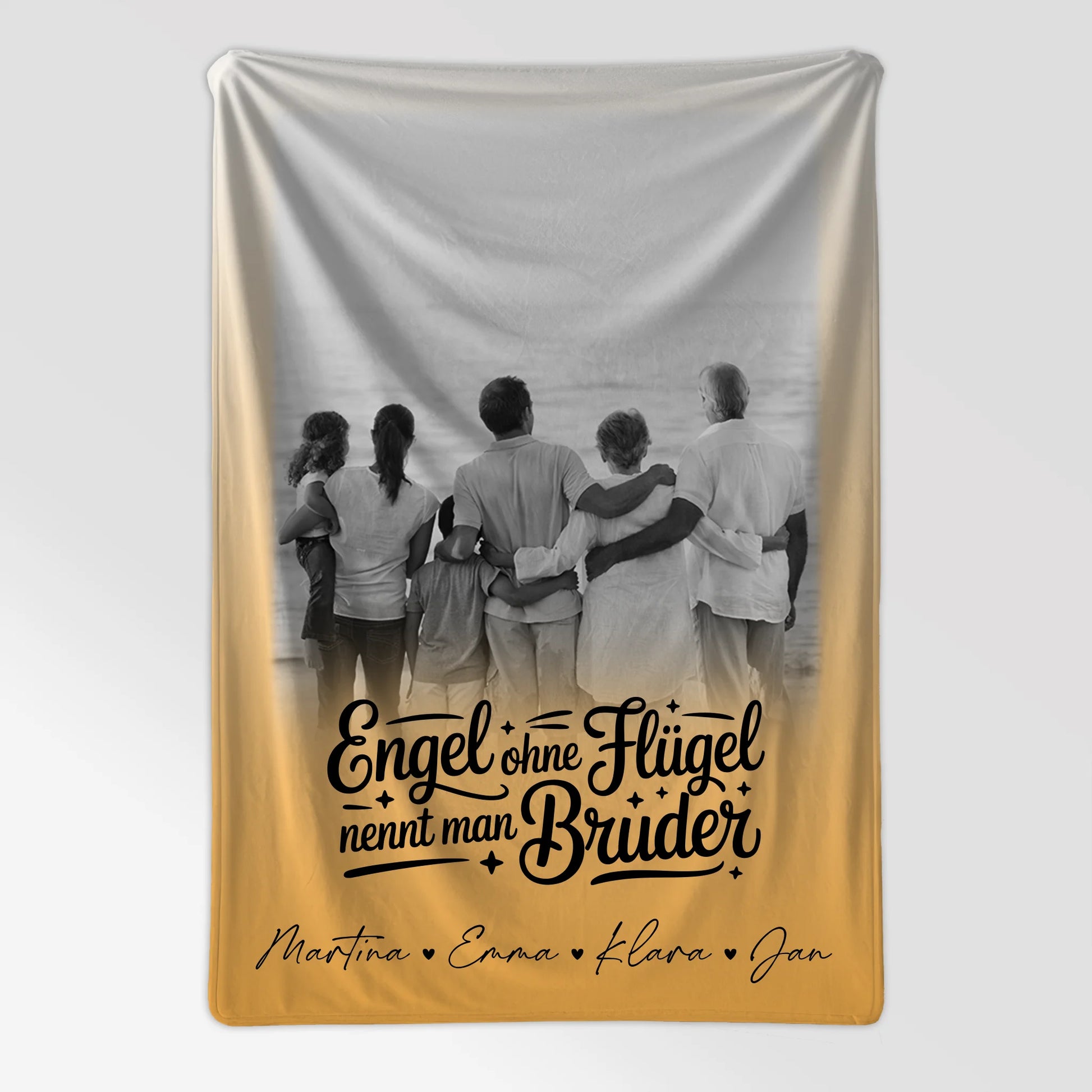 Personalisierte Decke Mit Namen 1 Foto Bruder ist ein Engel Schwarz-Weiß 7