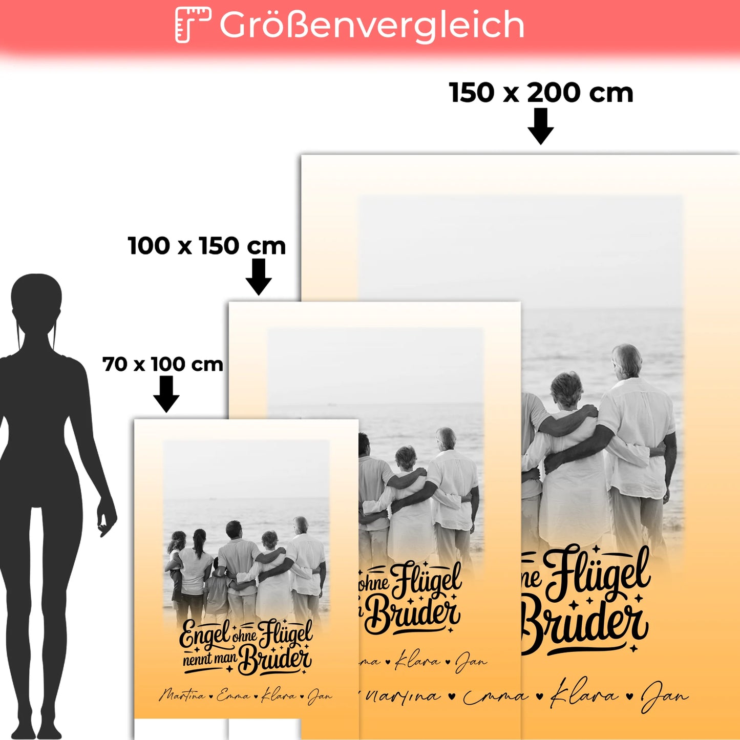 Personalisierte Decke Mit Namen 1 Foto Bruder ist ein Engel Schwarz-Weiß 5