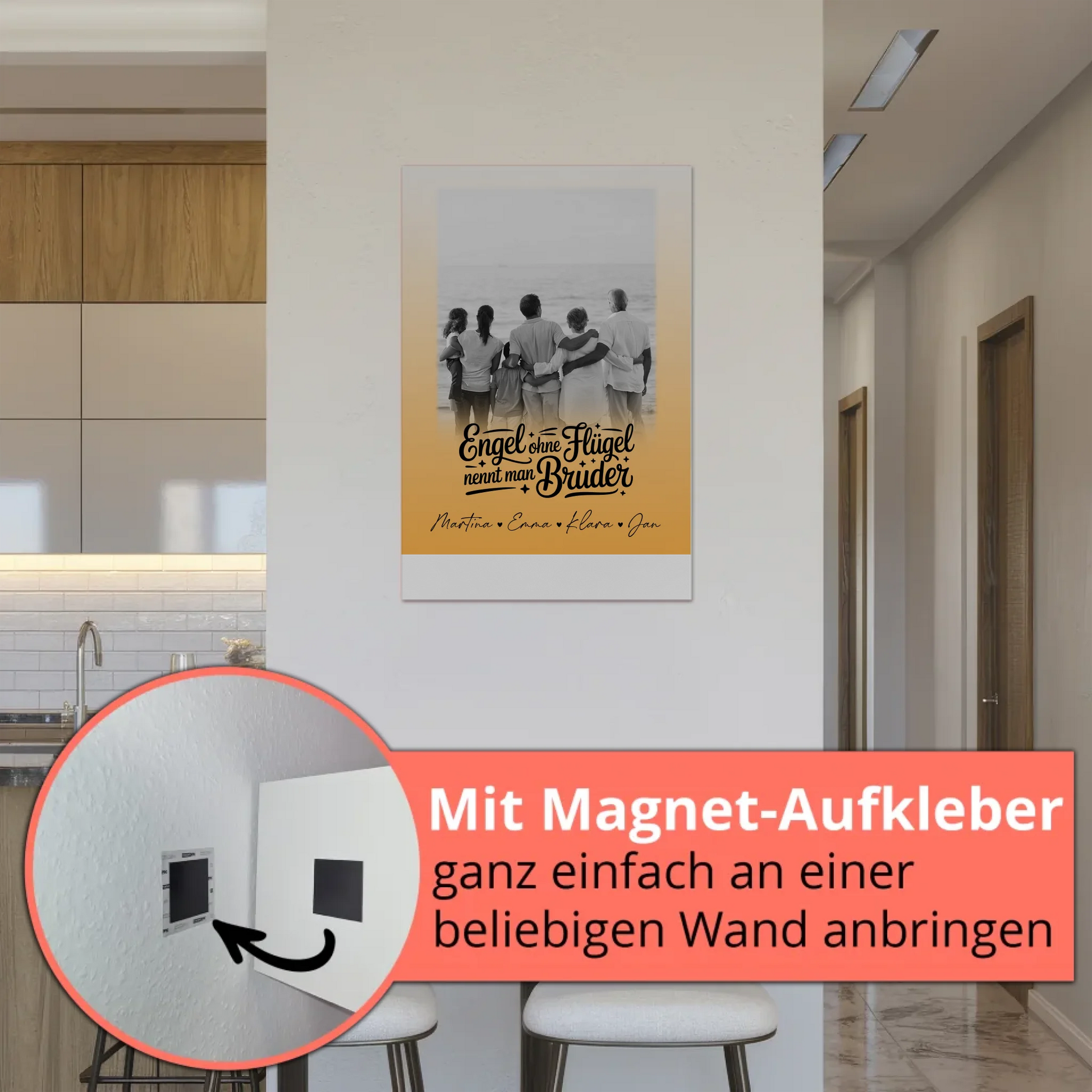 Magnetisches Fotoboard mit 1 Foto Bruder ist ein Engel Schwarz-Weiß Personalisiertes Geschenk 5
