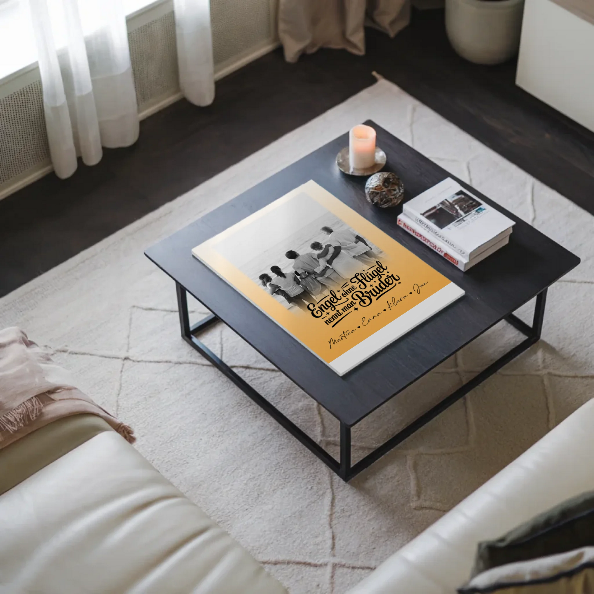 Magnetisches Fotoboard mit 1 Foto Bruder ist ein Engel Schwarz-Weiß Personalisiertes Geschenk 3