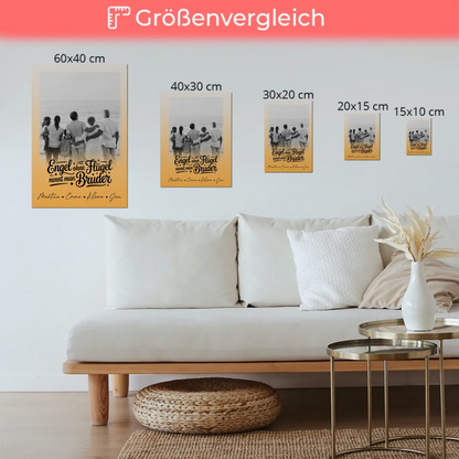 Magnetisches Fotoboard mit 1 Foto Bruder ist ein Engel Schwarz-Weiß Personalisiertes Geschenk