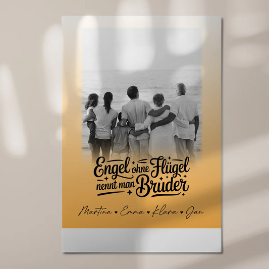 Magnetisches Fotoboard mit 1 Foto Bruder ist ein Engel Schwarz-Weiß Personalisiertes Geschenk 1