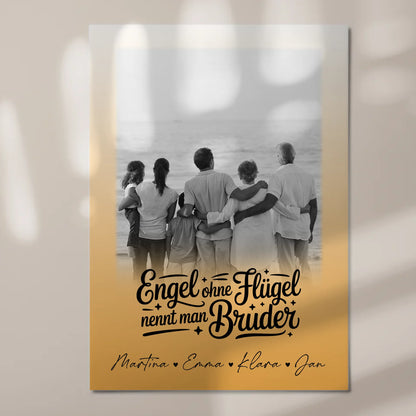 Magnetisches Fotoboard mit 1 Foto Bruder ist ein Engel Schwarz-Weiß Personalisiertes Geschenk 7