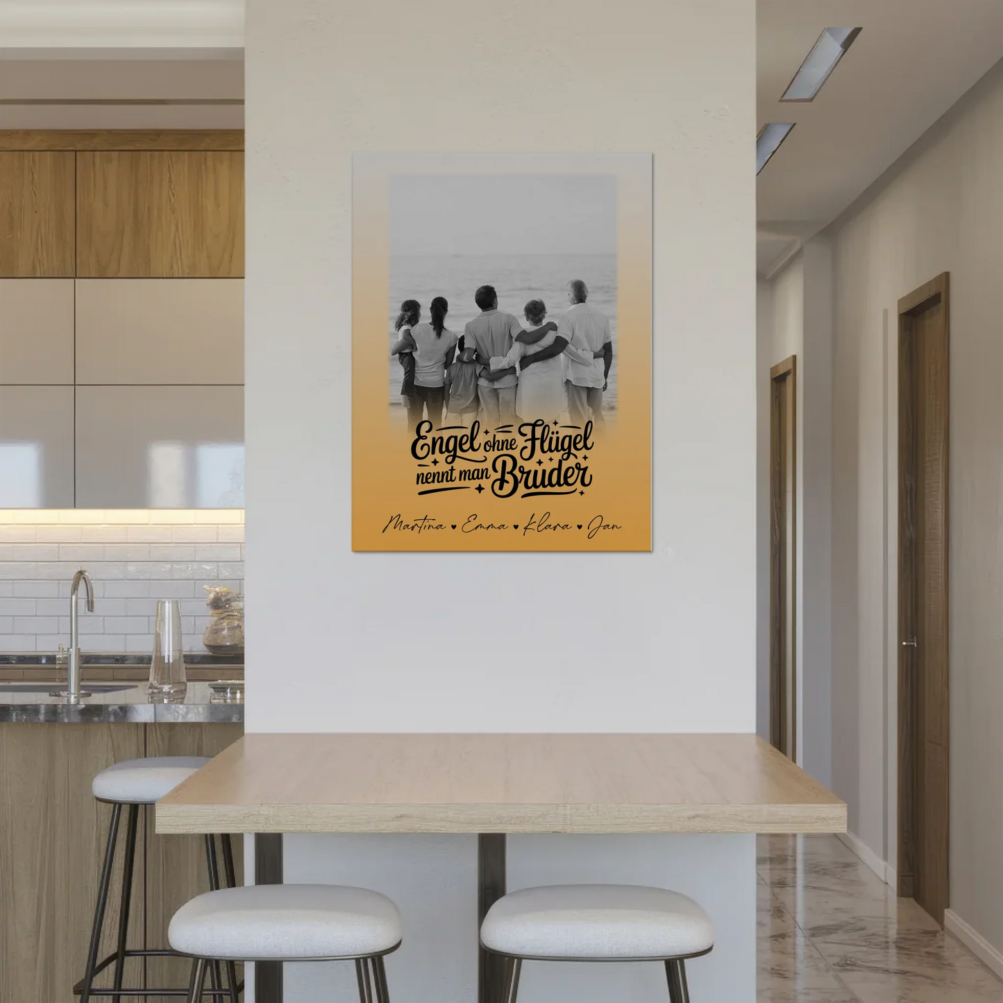 Magnetisches Fotoboard mit 1 Foto Bruder ist ein Engel Schwarz-Weiß Personalisiertes Geschenk 8