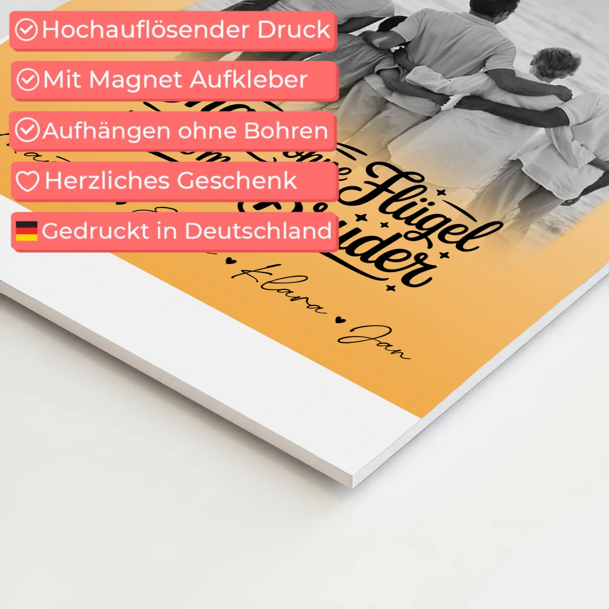 Magnetisches Fotoboard mit 1 Foto Bruder ist ein Engel Schwarz-Weiß Personalisiertes Geschenk 4