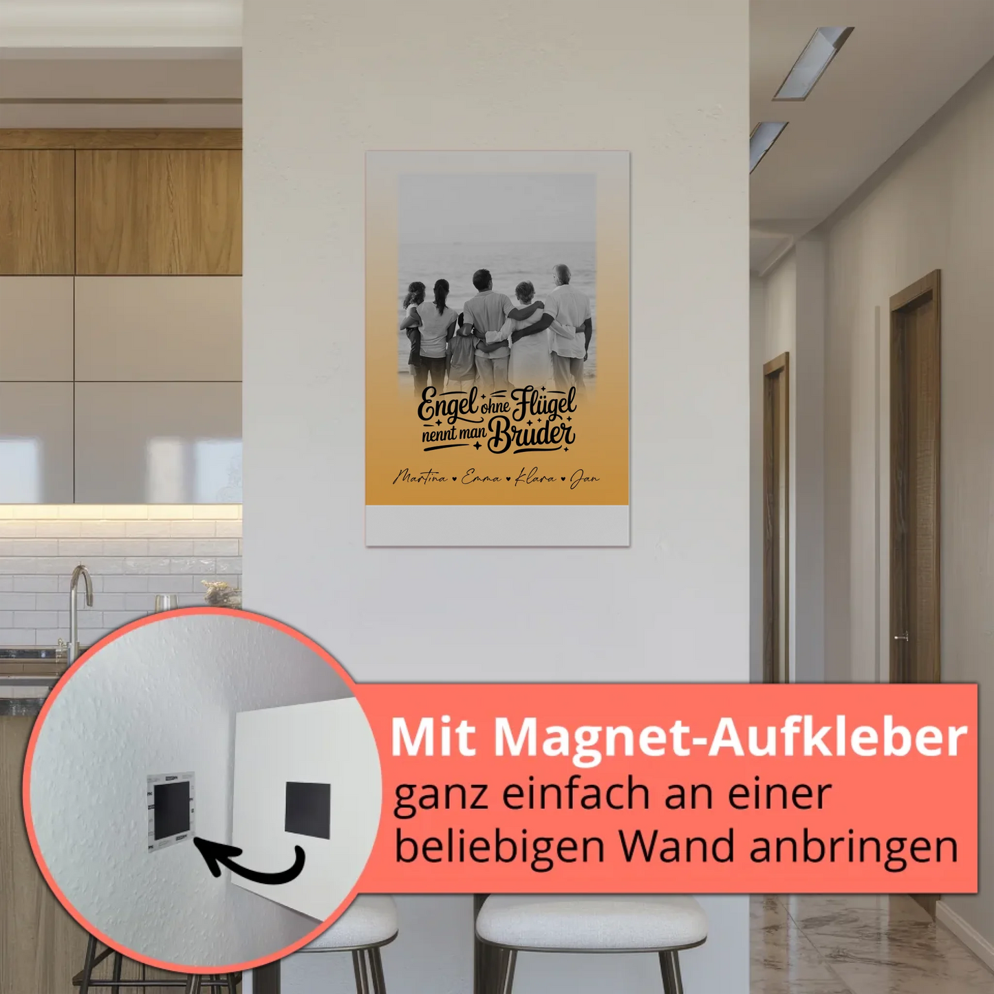 Magnetisches Fotoboard mit 1 Foto Bruder ist ein Engel Schwarz-Weiß Personalisiertes Geschenk