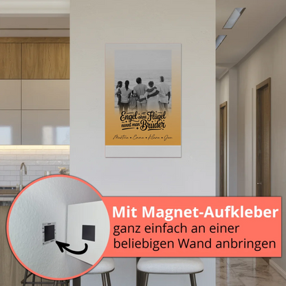 Magnetisches Fotoboard mit 1 Foto Bruder ist ein Engel Schwarz-Weiß Personalisiertes Geschenk