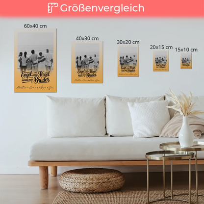 Magnetisches Fotoboard mit 1 Foto Bruder ist ein Engel Schwarz-Weiß Personalisiertes Geschenk