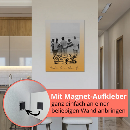 Magnetisches Fotoboard mit 1 Foto Bruder ist ein Engel Schwarz-Weiß Personalisiertes Geschenk