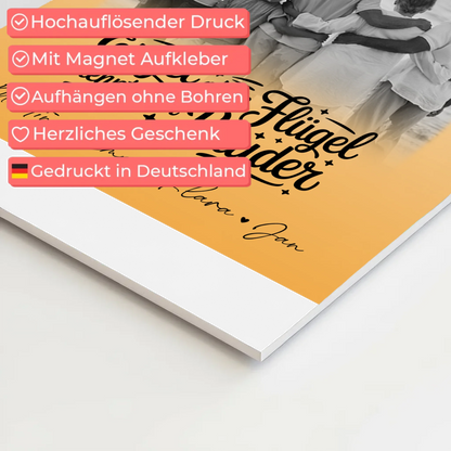 Magnetisches Fotoboard mit 1 Foto Bruder ist ein Engel Schwarz-Weiß Personalisiertes Geschenk