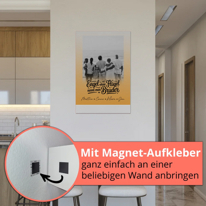 Magnetisches Fotoboard mit 1 Foto Bruder ist ein Engel Schwarz-Weiß Personalisiertes Geschenk