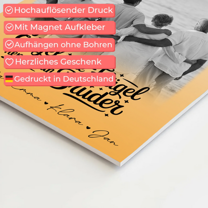 Magnetisches Fotoboard mit 1 Foto Bruder ist ein Engel Schwarz-Weiß Personalisiertes Geschenk