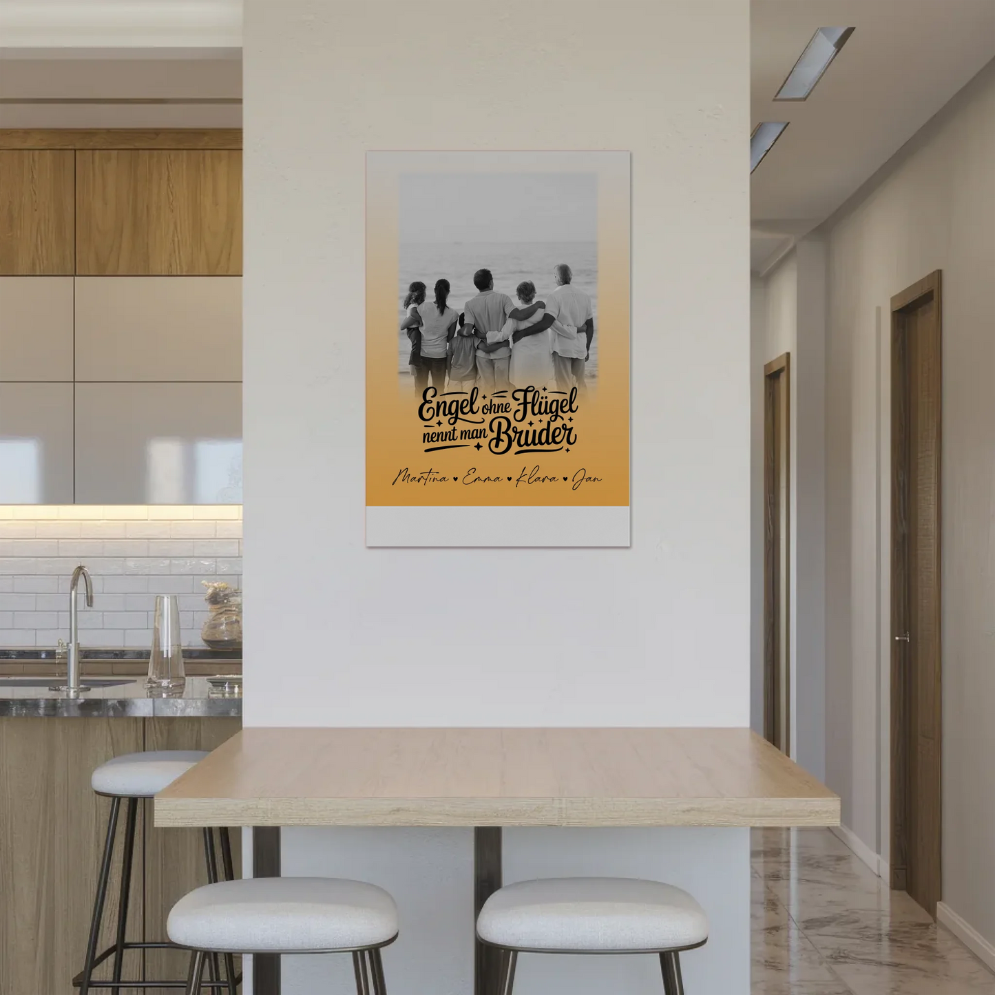 Magnetisches Fotoboard mit 1 Foto Bruder ist ein Engel Schwarz-Weiß Personalisiertes Geschenk