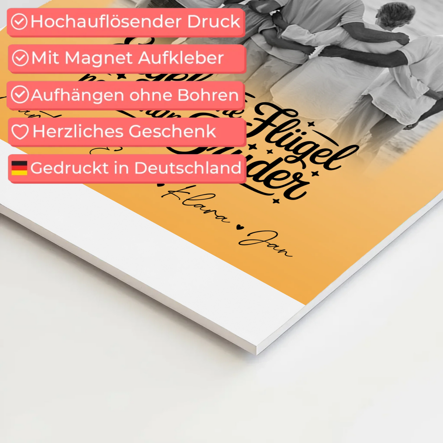 Magnetisches Fotoboard mit 1 Foto Bruder ist ein Engel Schwarz-Weiß Personalisiertes Geschenk