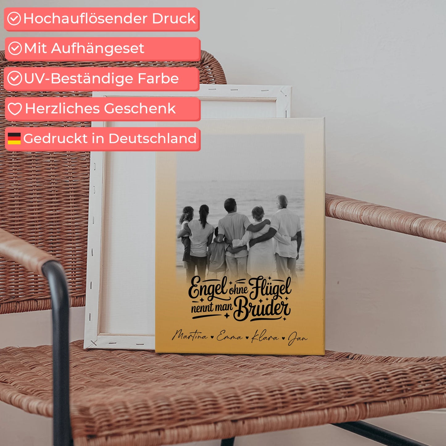 Leinwand Personalisiert mit 1 Foto Bruder ist ein Engel Schwarz-Weiß 5