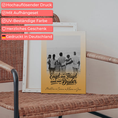 Leinwand Personalisiert mit 1 Foto Bruder ist ein Engel Schwarz-Weiß 5