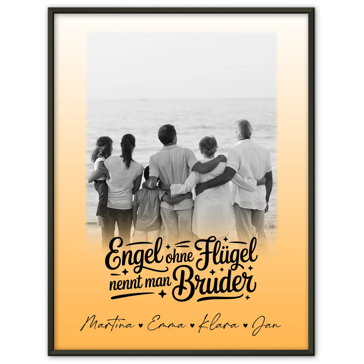 Bruder Poster Personalisiert mit 1 Foto Bruder ist ein Engel Schwarz-Weiß
