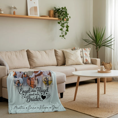 Personalisierte Decke Mit Namen 1 Foto und 3 Kleine Herz Fotos Bruder ist ein Engel 4