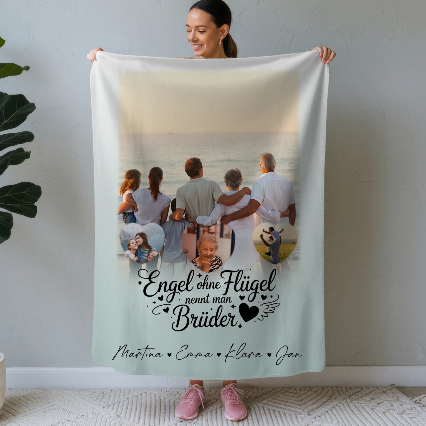 Personalisierte Decke Mit Namen 1 Foto und 3 Kleine Herz Fotos Bruder ist ein Engel 1