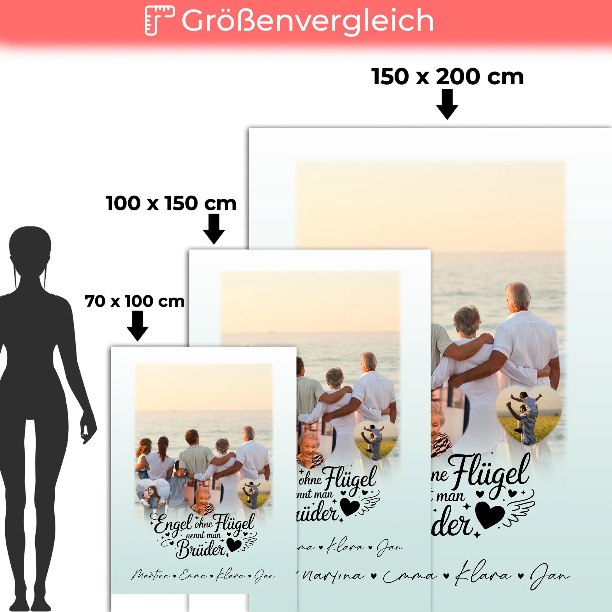 Personalisierte Decke Mit Namen 1 Foto und 3 Kleine Herz Fotos Bruder ist ein Engel 5