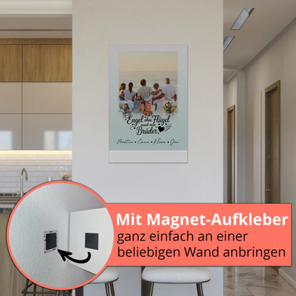 Personalisierte Fotoboard Magnet Wandbild mit 1 Foto und 3 Herzfotos Bruder ist ein Engel 5
