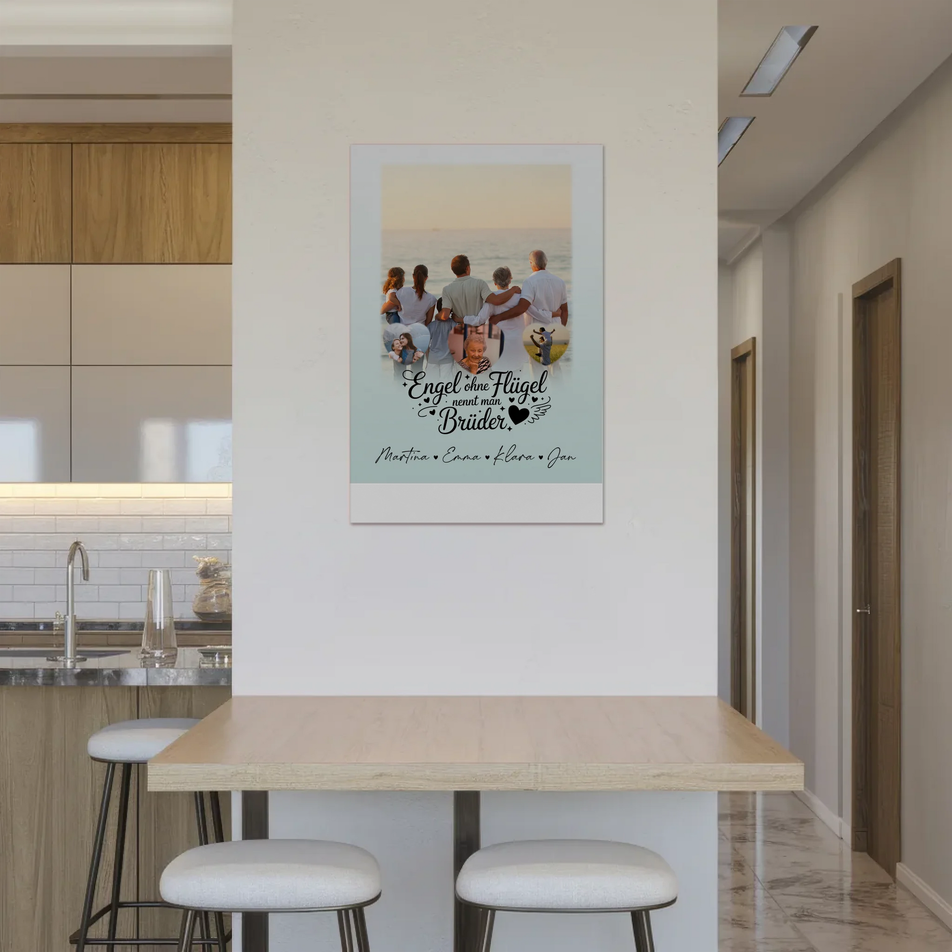 Personalisierte Fotoboard Magnet Wandbild mit 1 Foto und 3 Herzfotos Bruder ist ein Engel 2