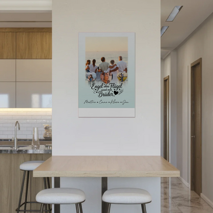 Personalisierte Fotoboard Magnet Wandbild mit 1 Foto und 3 Herzfotos Bruder ist ein Engel 2