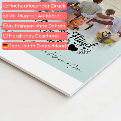 Personalisierte Fotoboard Magnet Wandbild mit 1 Foto und 3 Herzfotos Bruder ist ein Engel 4