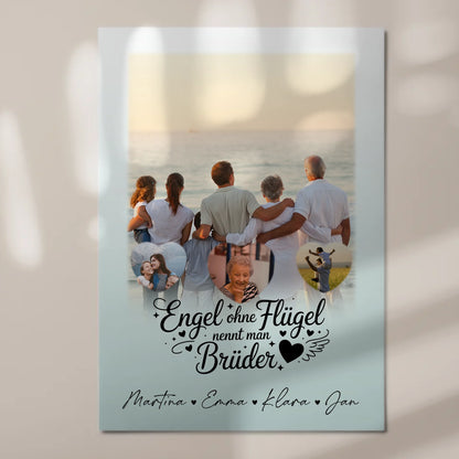 Personalisierte Fotoboard Magnet Wandbild mit 1 Foto und 3 Herzfotos Bruder ist ein Engel 7