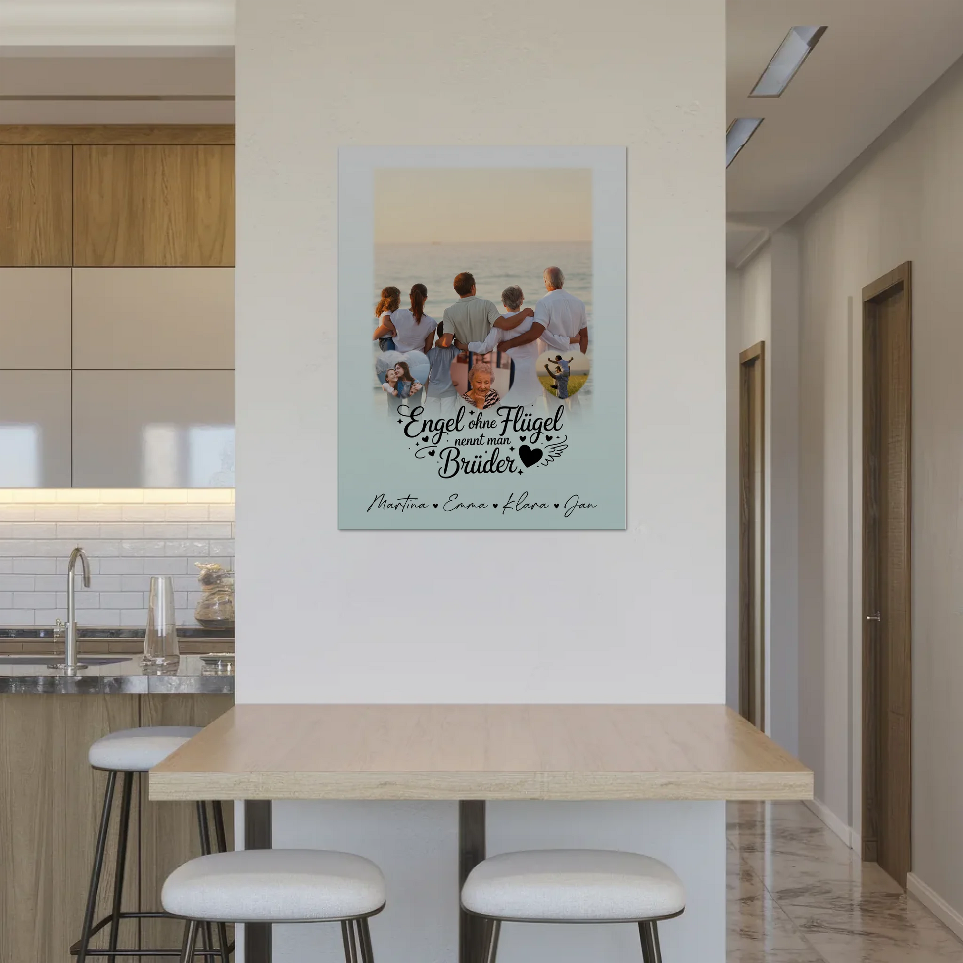 Personalisierte Fotoboard Magnet Wandbild mit 1 Foto und 3 Herzfotos Bruder ist ein Engel 8