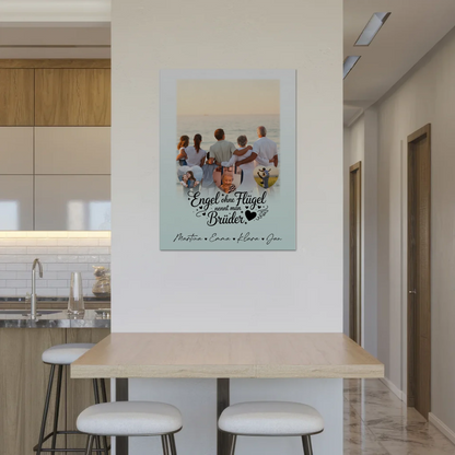 Personalisierte Fotoboard Magnet Wandbild mit 1 Foto und 3 Herzfotos Bruder ist ein Engel 8