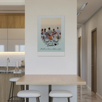 Personalisierte Fotoboard Magnet Wandbild mit 1 Foto und 3 Herzfotos Bruder ist ein Engel