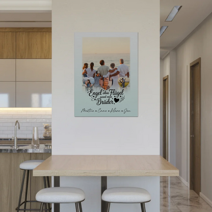 Personalisierte Fotoboard Magnet Wandbild mit 1 Foto und 3 Herzfotos Bruder ist ein Engel