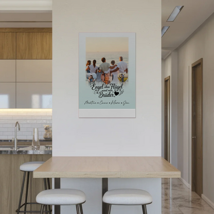 Personalisierte Fotoboard Magnet Wandbild mit 1 Foto und 3 Herzfotos Bruder ist ein Engel